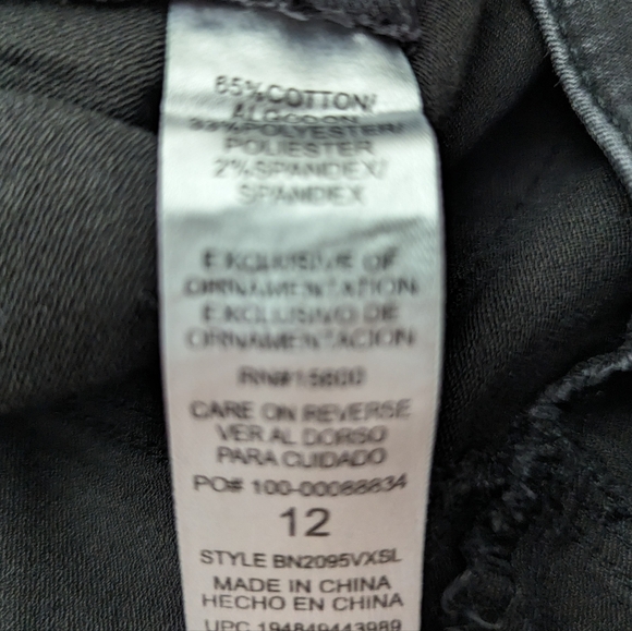 Democracy Ab Technology Black Ankle Jeans Silver Side Sequence Raw Hem size 12 - Picture 6 of 13